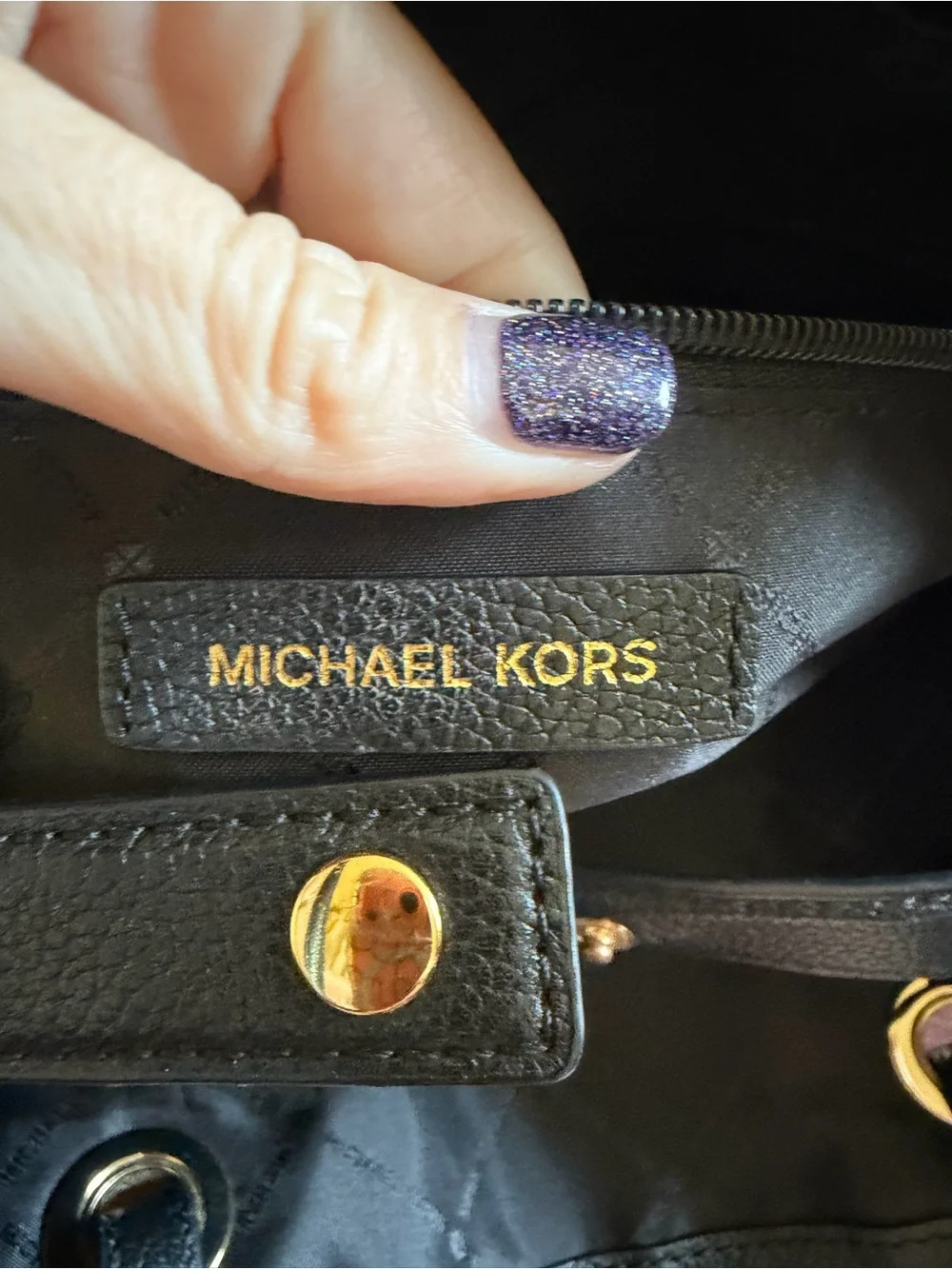 Michael Kors Black and Beige MK Logo Shoulder Bag